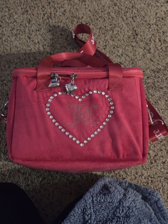 Juicy Couture Handbags - Juicy Couture Hot Pink Heart-Embellished Insulated Lunch Tote Bag